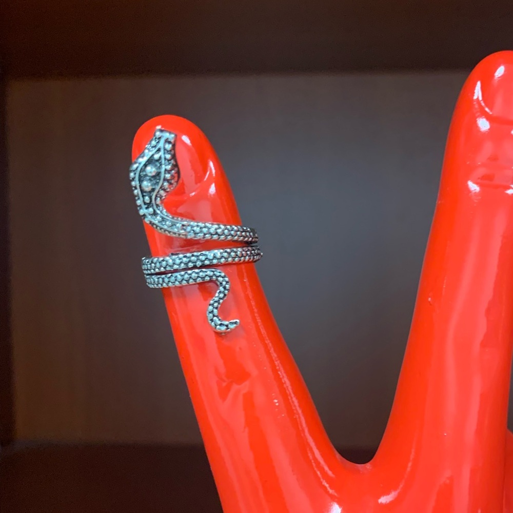 Goth Alt Dark Academia Silver Coiled Snake Ring